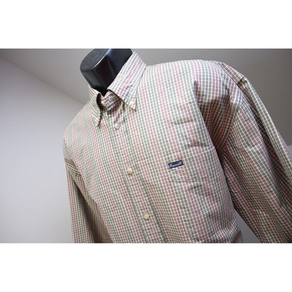 Faconnable Button Down Dress Shirt Mens XL Plaid Long Sleeve Excellent